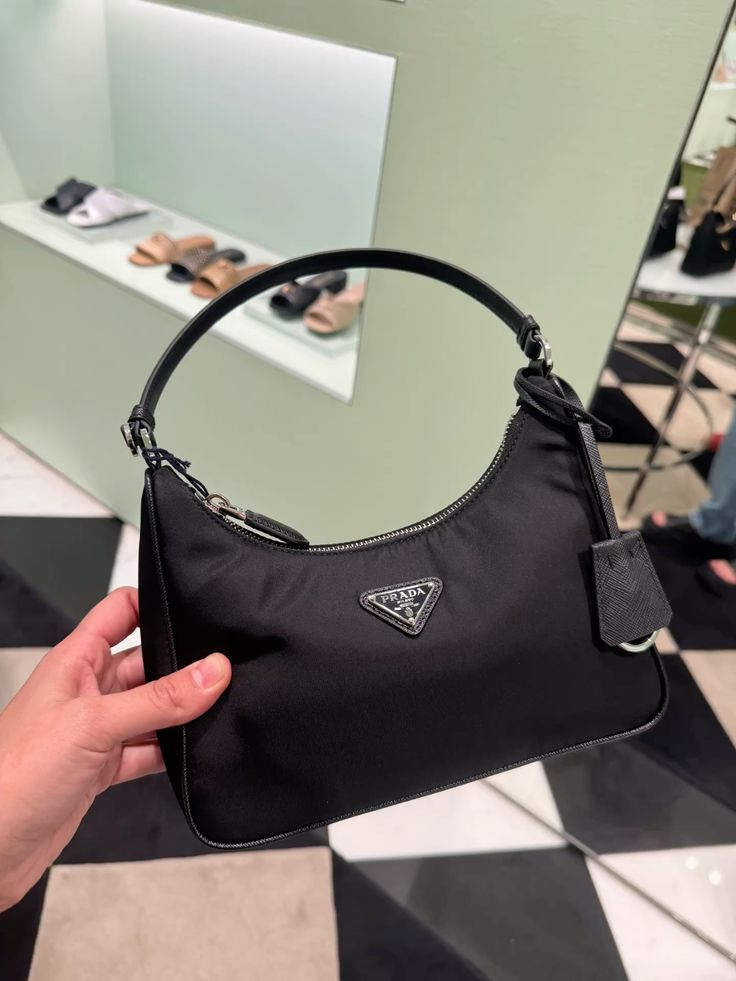 Prada Re-Edition Saffiano-Trim Re-Nylon Hobo Bag