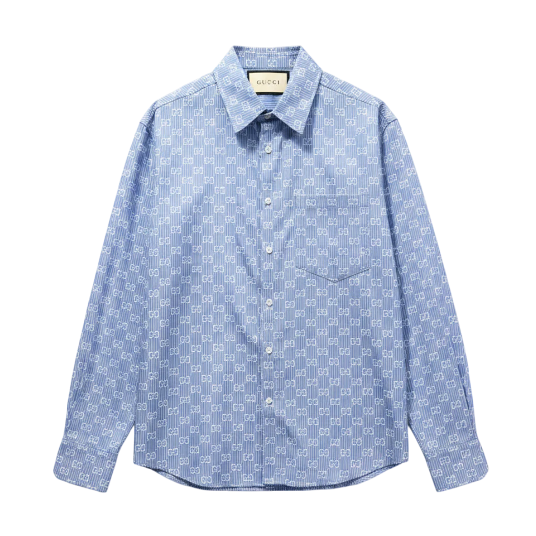 Gucci Striped Cotton Shirt with GG Motif