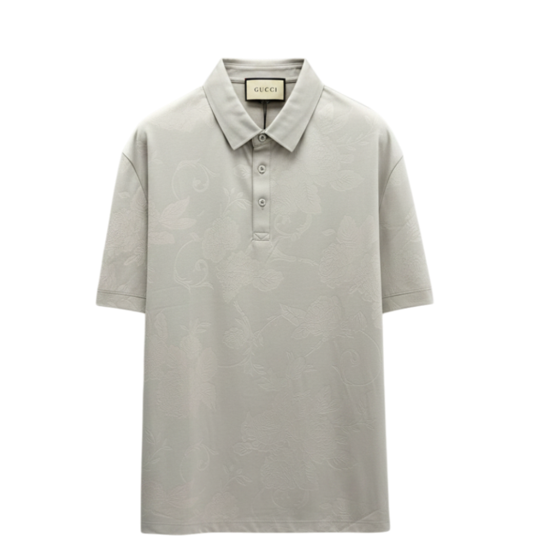 Rose Jacquard Cotton Polo Shirt