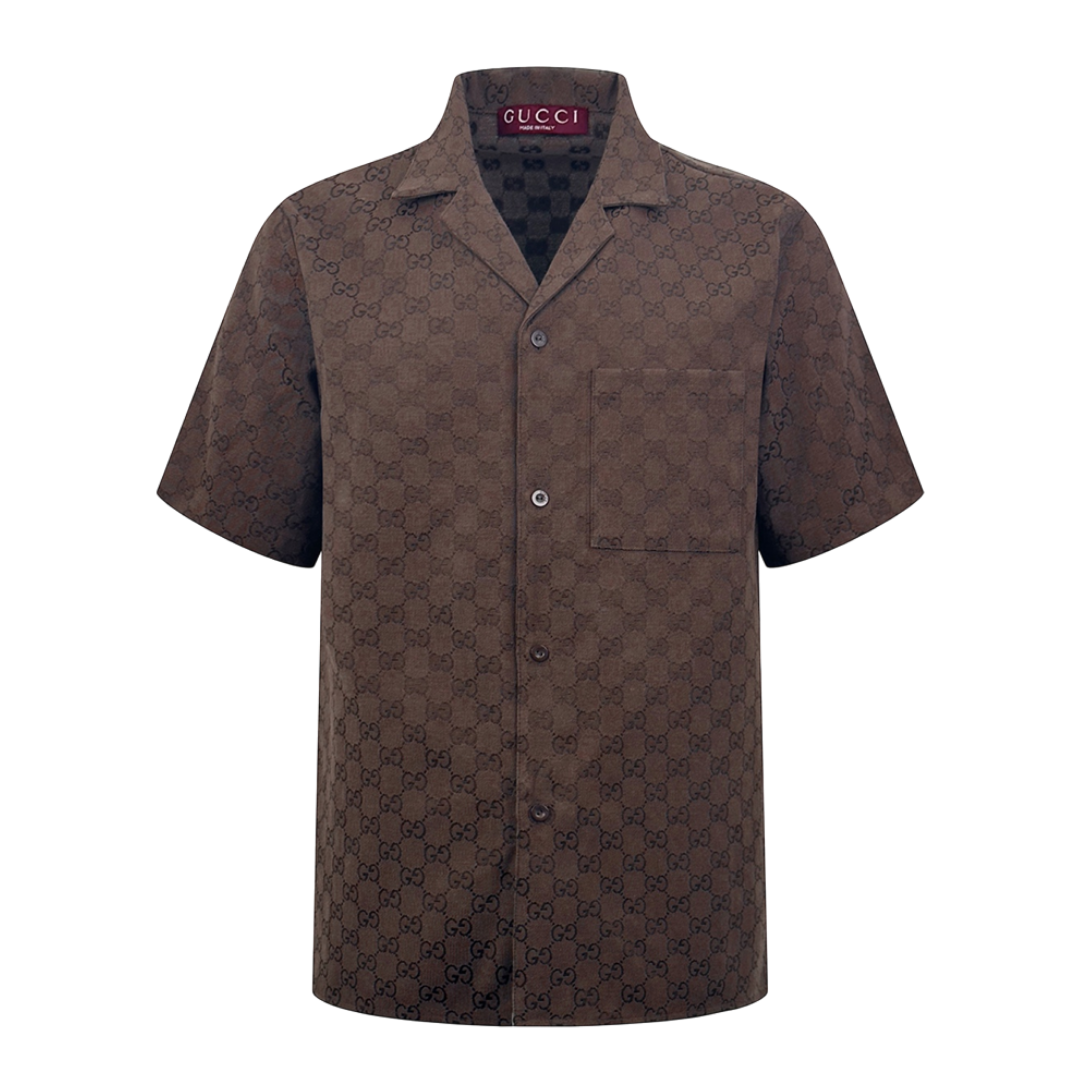 GG Canvas Linen Blend Bowling Shirt