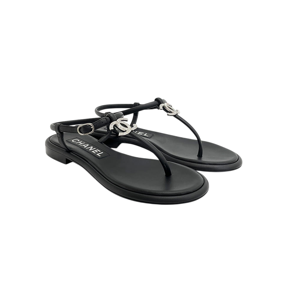 Sandals In Lambskin With CC Strass Detail