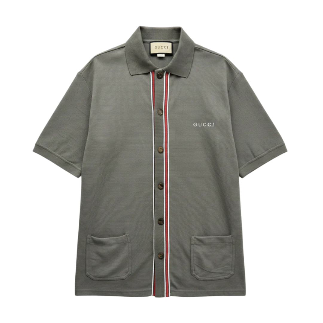Gucci Web Stripe Cotton Polo Shirt