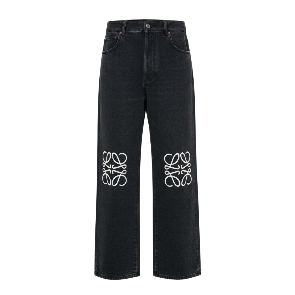 Anagram Baggy Jeans In Denim Black