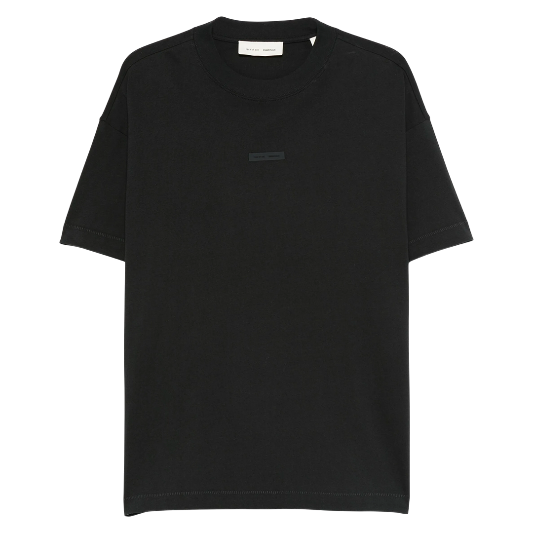 Men's Black Cotton Logo Oversized T-Shirt