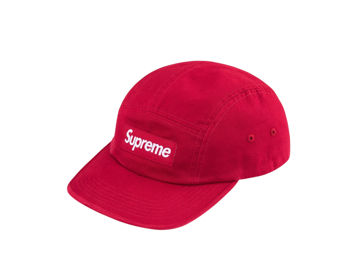Washed Chino Twill Camp Cap Red