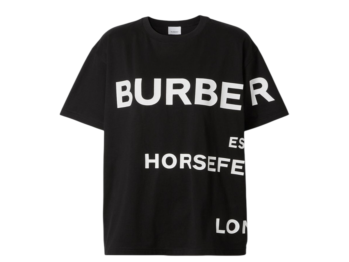 Horseferry Print Cotton Oversized T-Shirt (Black)