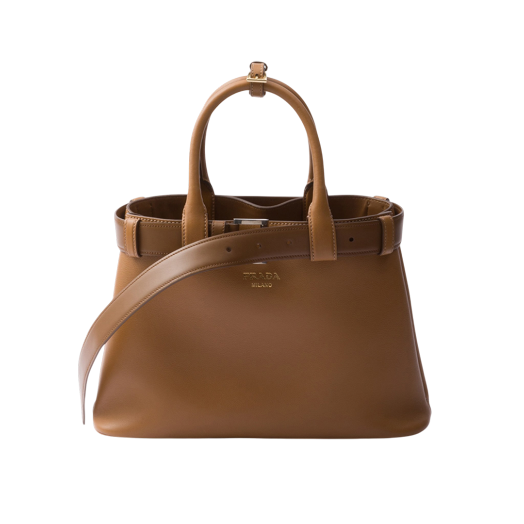 Small Prada leather handbag with buckle and belt