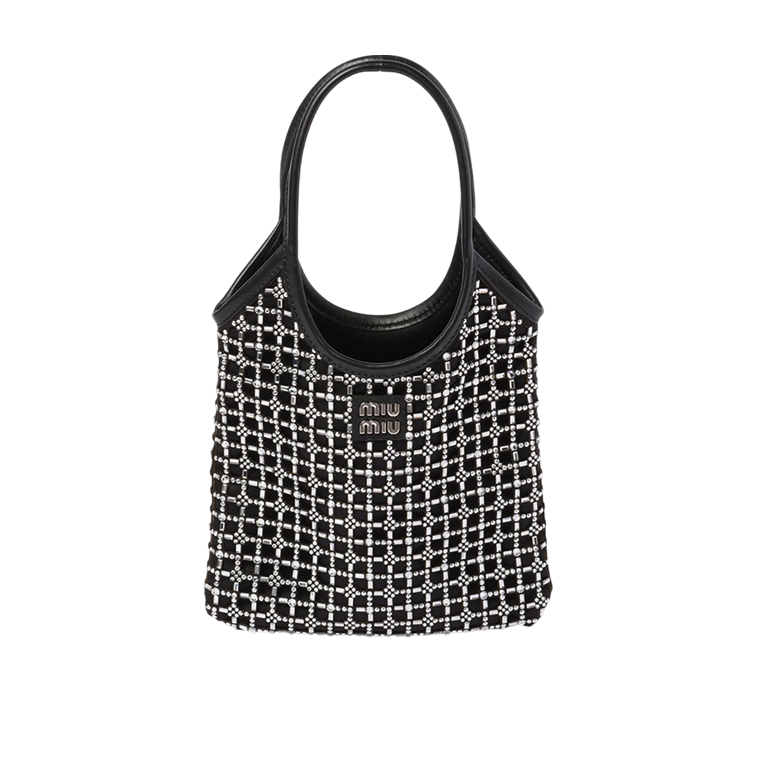 Ivy satin handbag with synthetic crystals