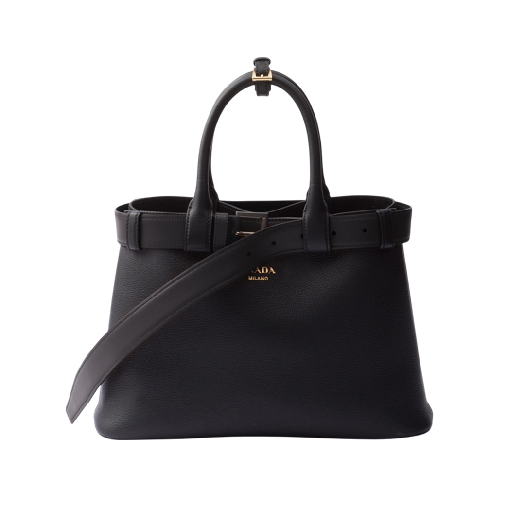 Small Prada leather handbag with buckle and belt