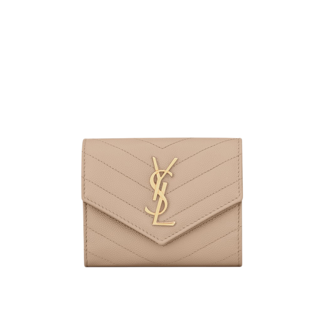 CASSANDRE MATELASSÉ compact tri fold wallet in grain de poudre leather