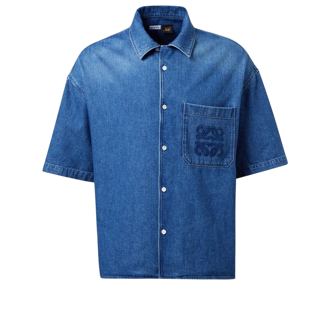 Men's Blue Paula's Ibiza Denim Bowling Shirt