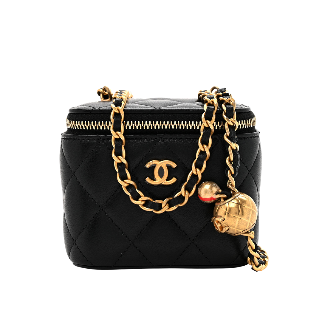 Lambskin Quilted Mini Pearl Crush Vanity Case