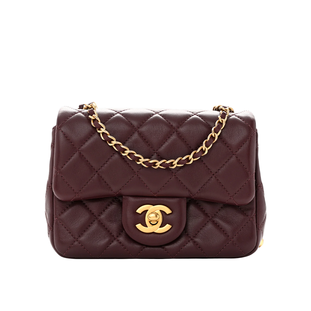 Lambskin Quilted Mini Pearl Crush Flap