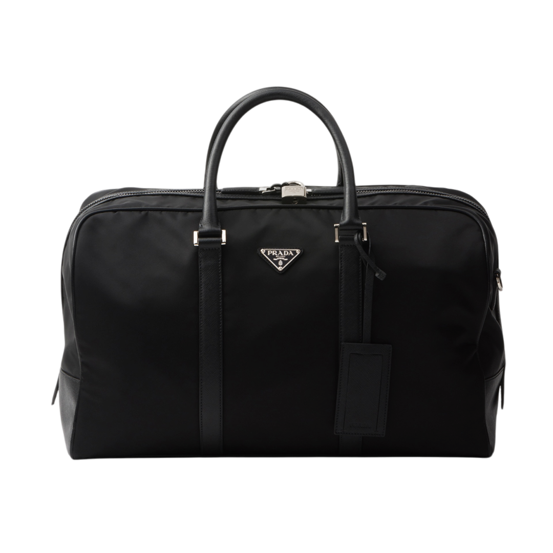 Re-Nylon and Saffiano leather duffel bag