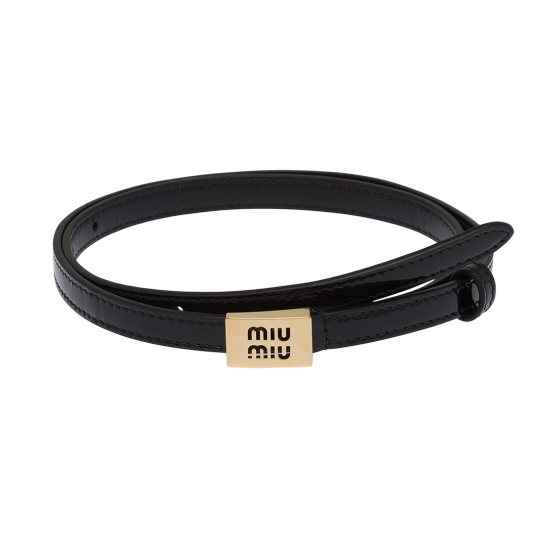 Logo leather belt
