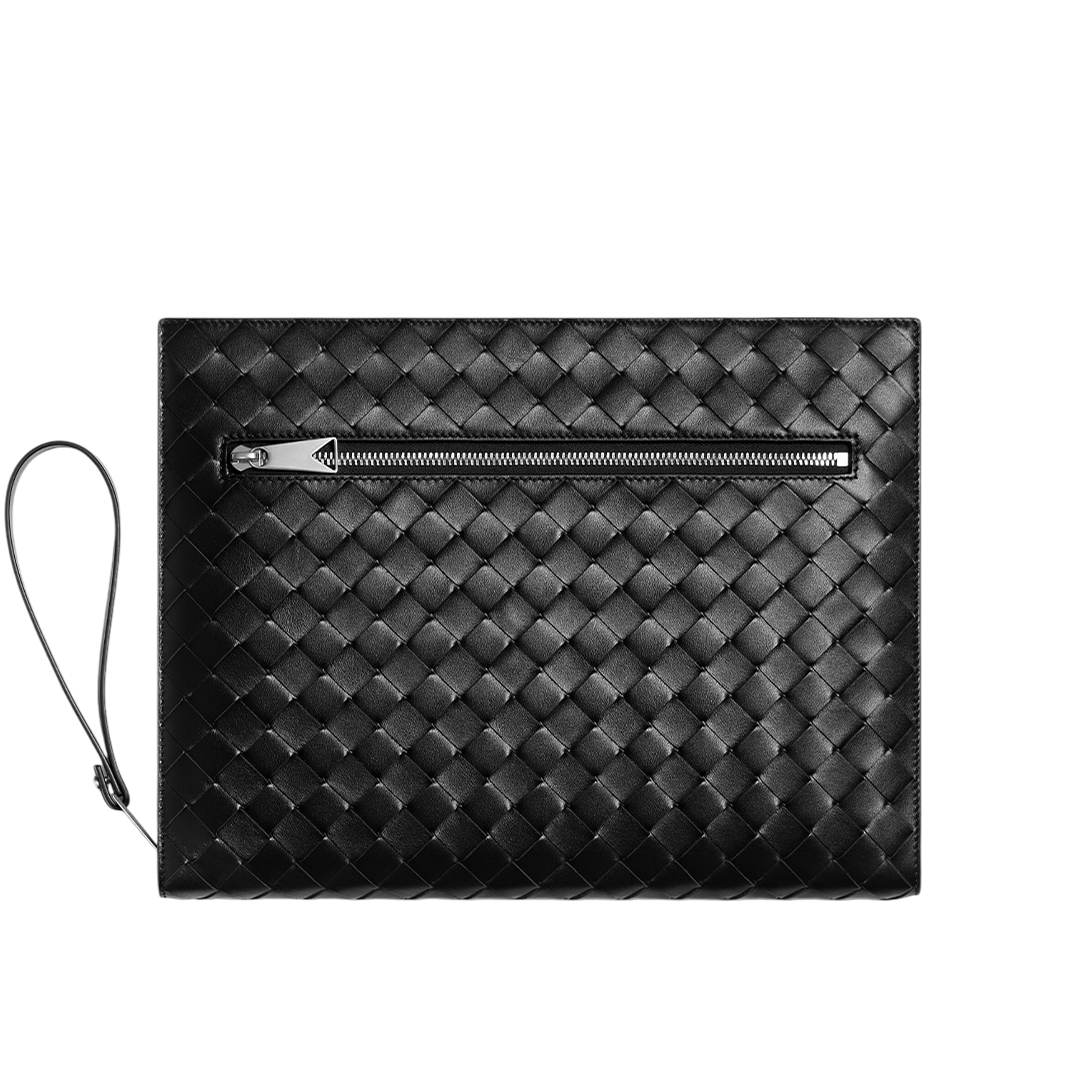 Intrecciato document case with wrist strap