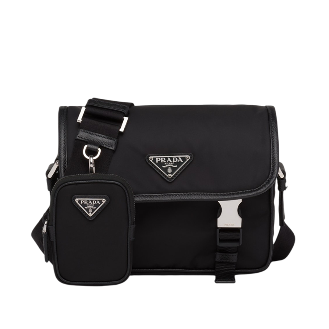 Re-Nylon and Saffiano leather shoulder bag