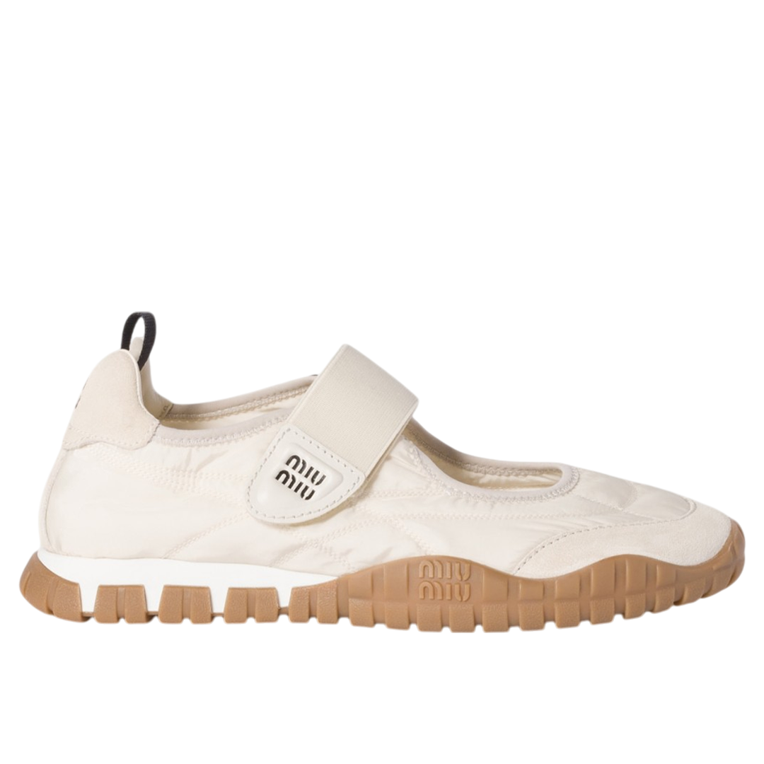 Tyre technical fabric and suede ballerinas