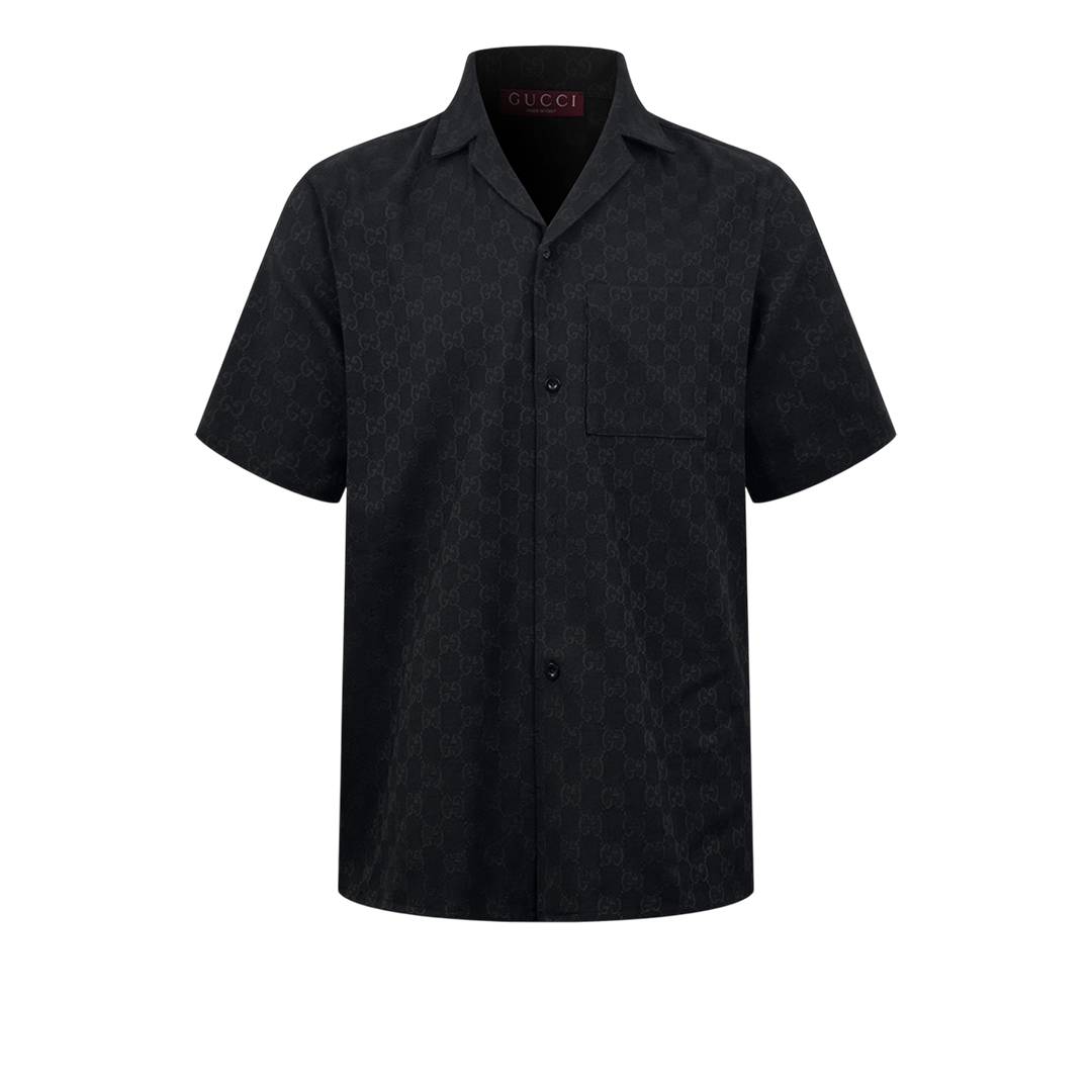 GG Canvas Linen Blend Bowling Shirt