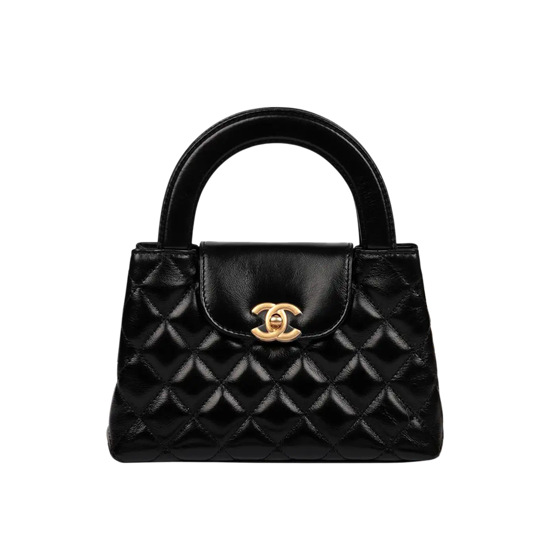 Shiny Aged Calfskin Quilted Nano Kelly Shopper