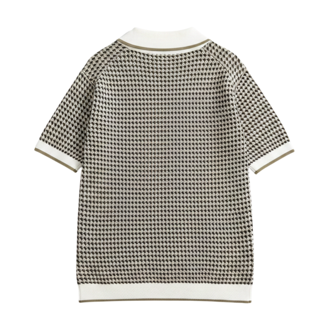 Loose Polo in Houndstooth Cotton