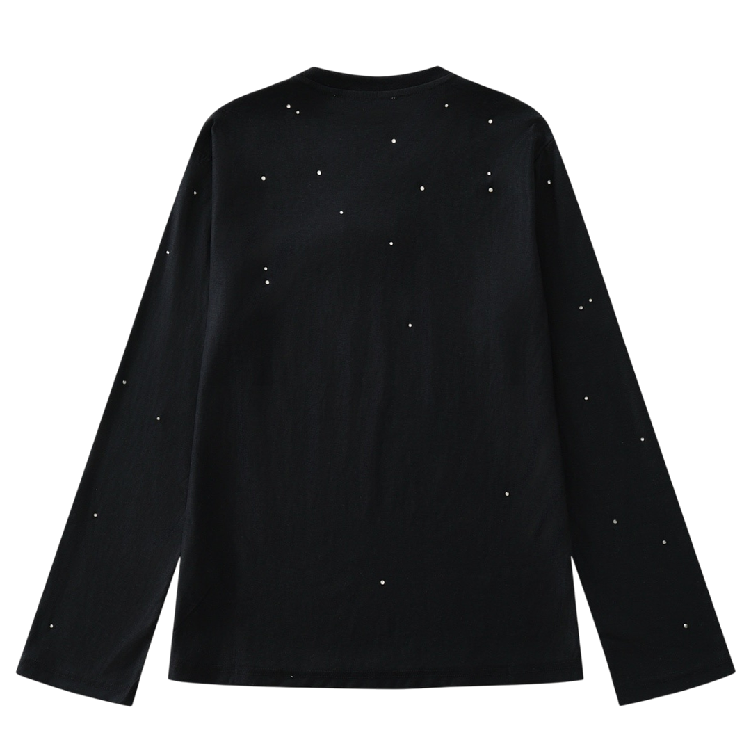 Crystal-embellished cotton-blend top
