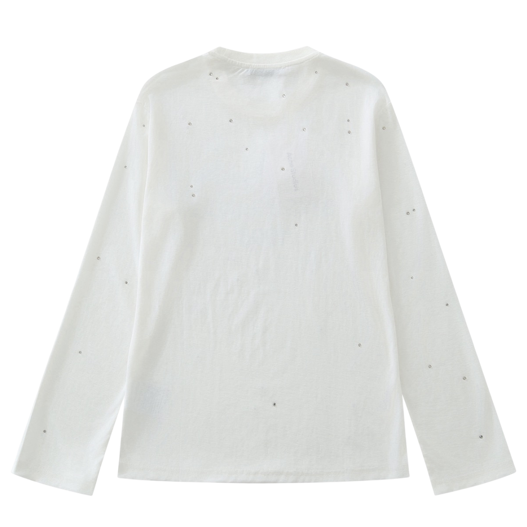 Crystal-embellished cotton-blend top