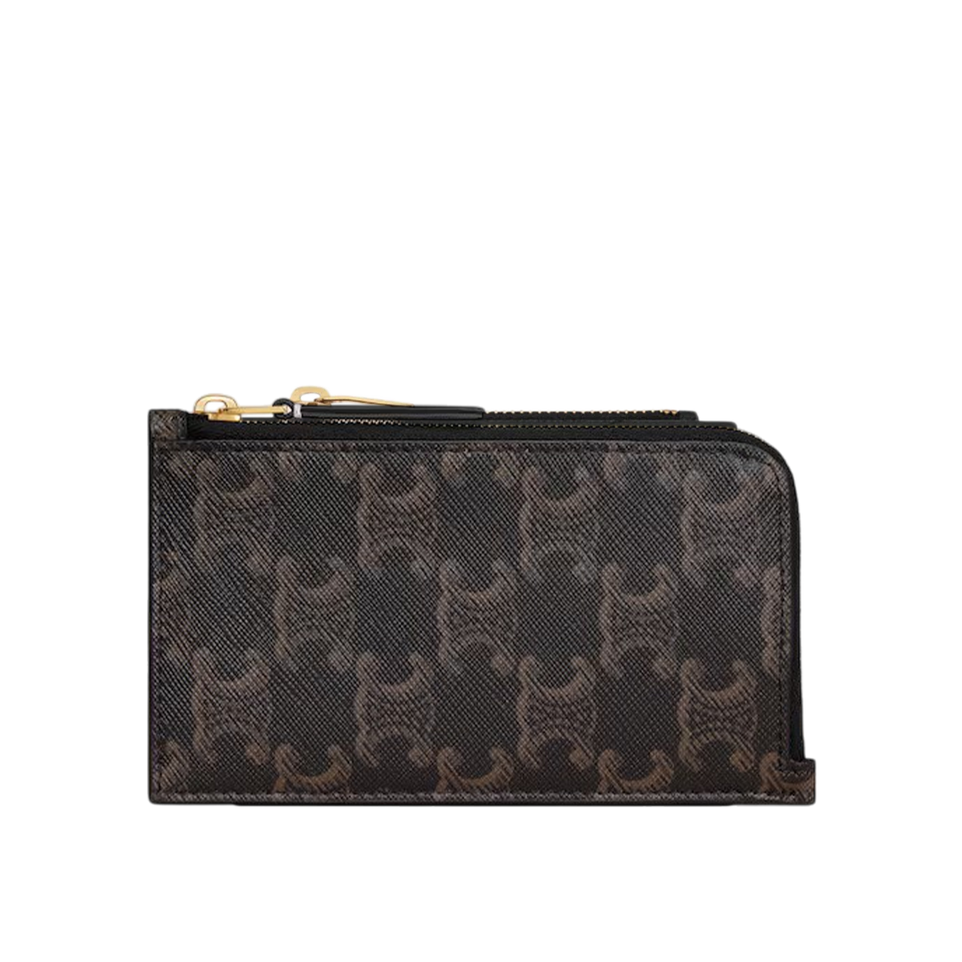 Zipped Card Holder in Triomphe Canvas and Lambskin