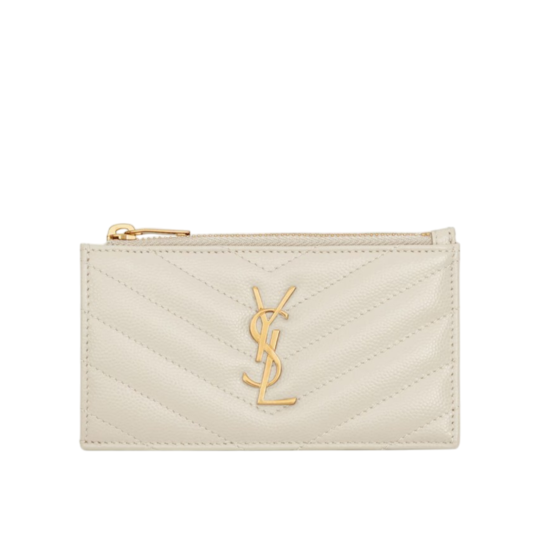 CASSANDRE MATELASSÉ FRAGMENTS CARD CASE IN GRAIN DE POUDRE LEATHER
