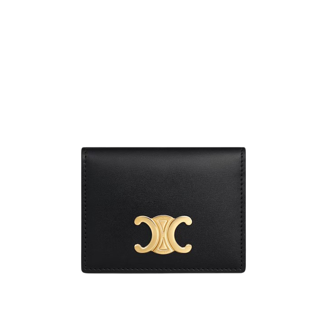 CARD HOLDER WITH FLAP TRIOMPHE IN Shiny calfskin