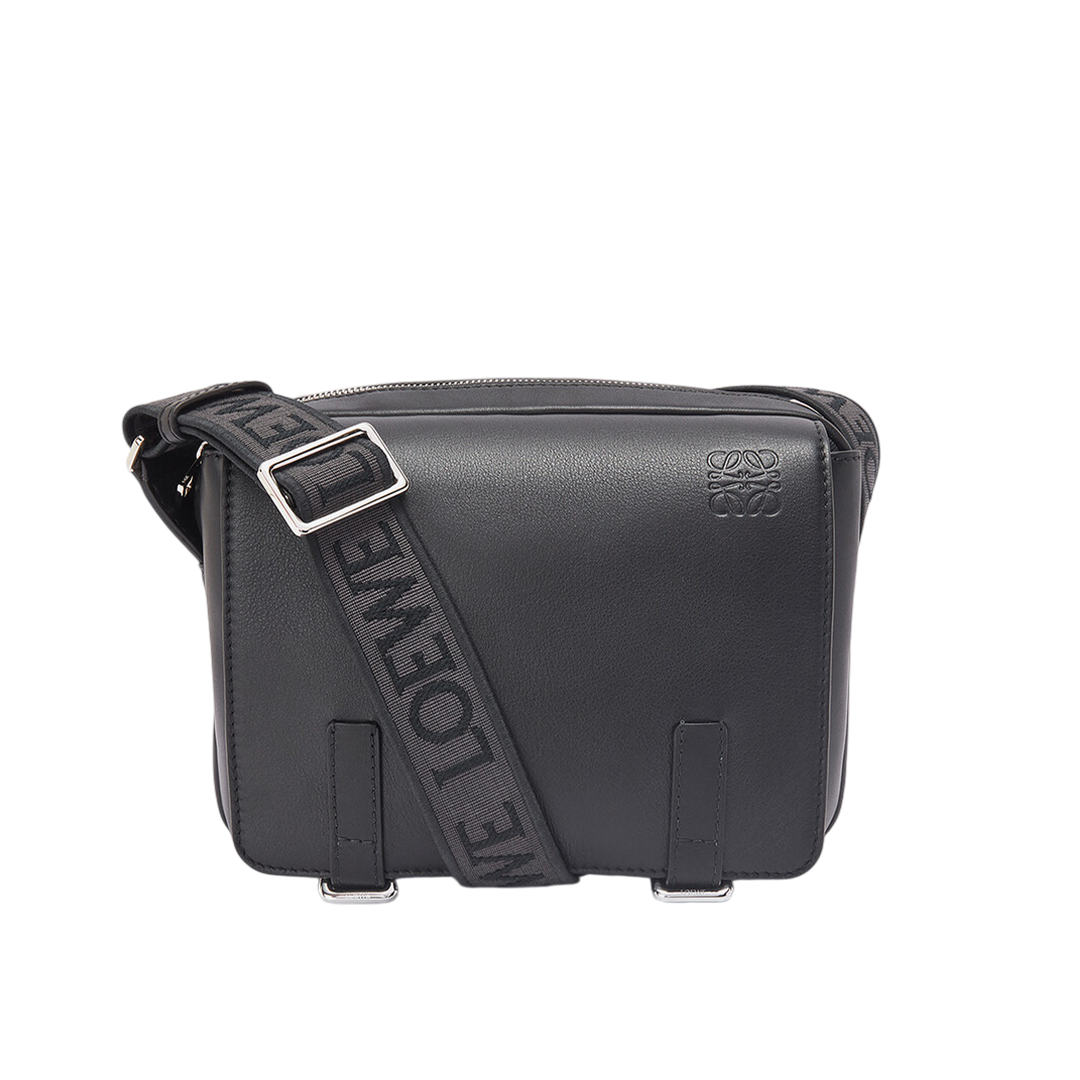 XS Military messenger bag in supple smooth calfskin and jacquard
