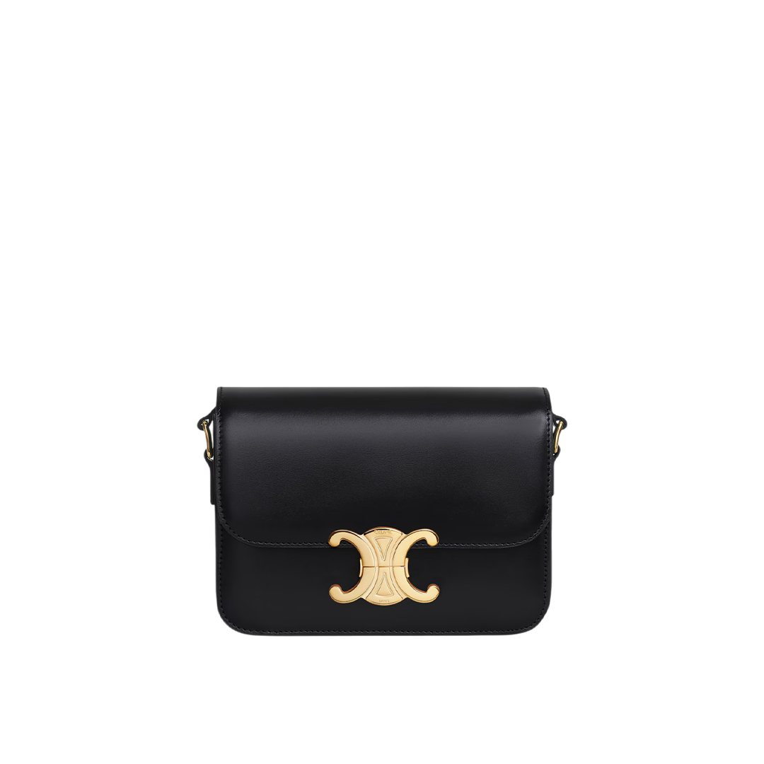 TRIOMPHE TEEN size bag, glossy calfskin leather