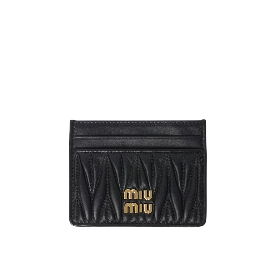 Matelassé nappa leather card holder