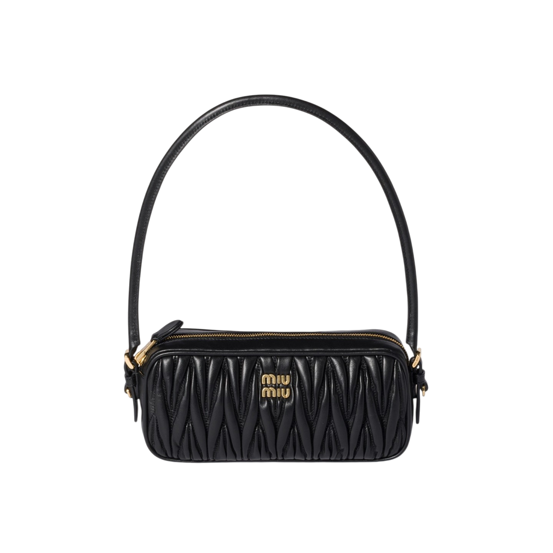 Matelassé nappa leather pouch