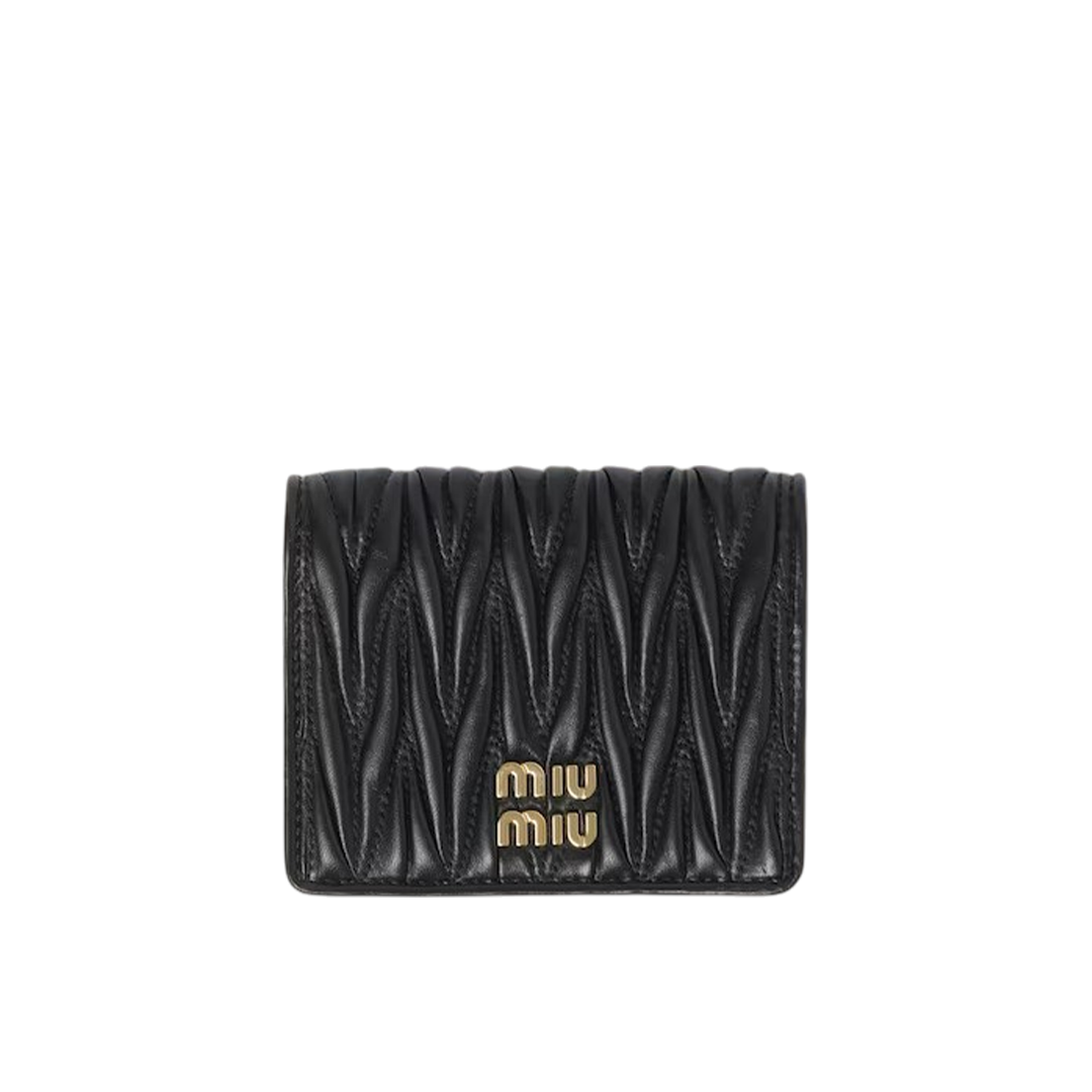Small matelassé nappa leather wallet
