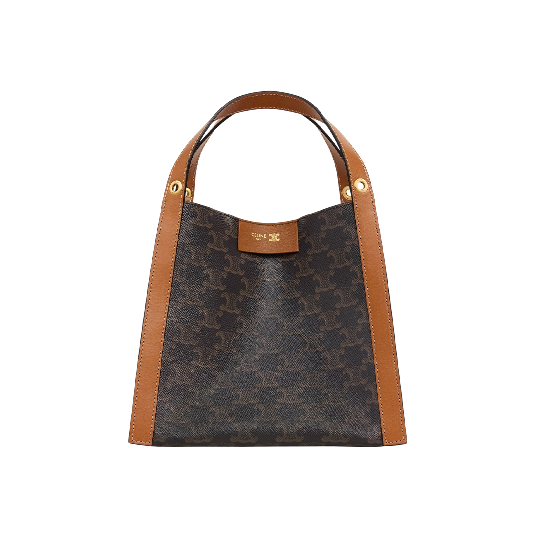 SMALL CUBE BAG IN Triomphe Canvas and NATURAL Calfskin