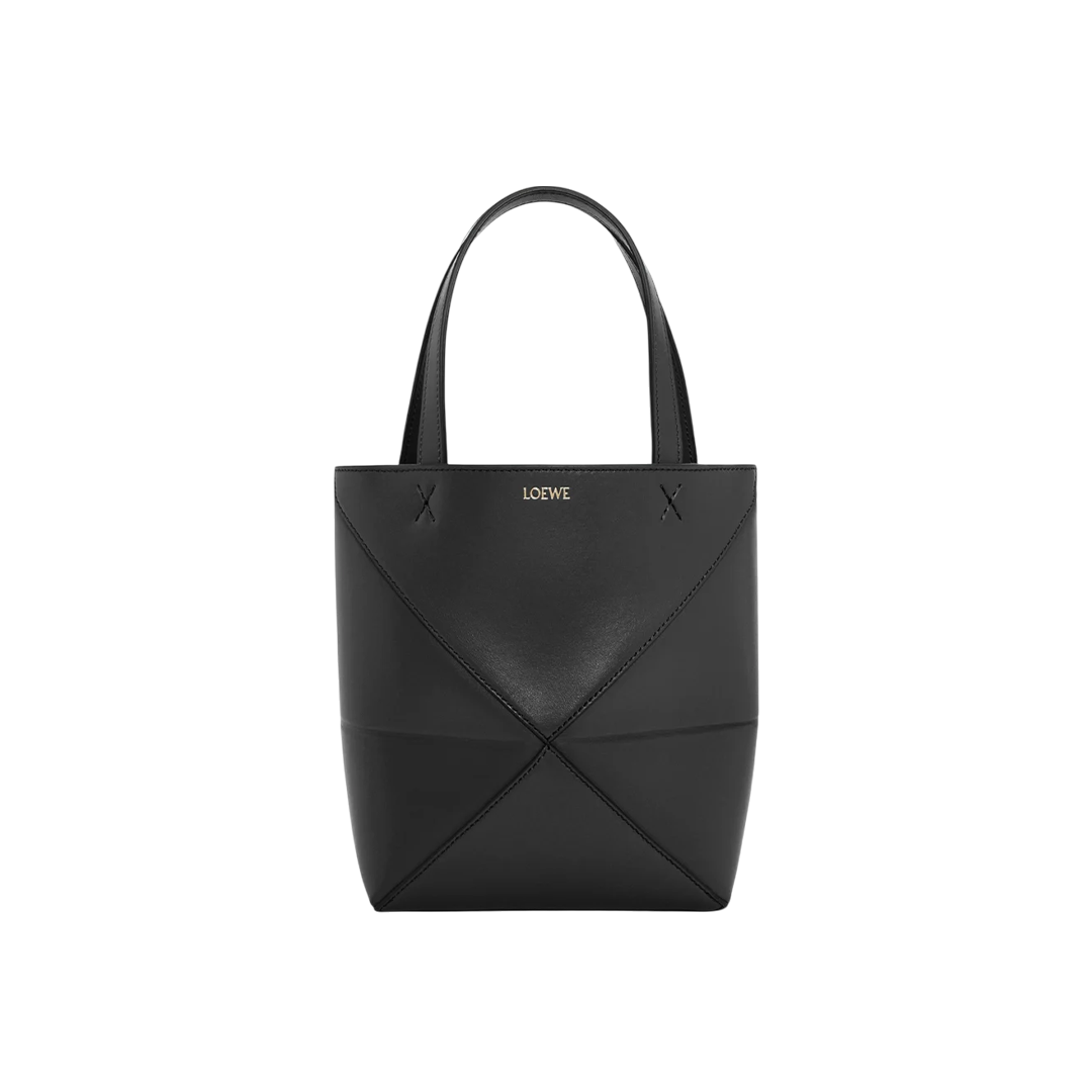 Mini Puzzle Fold tote in shiny calfskin