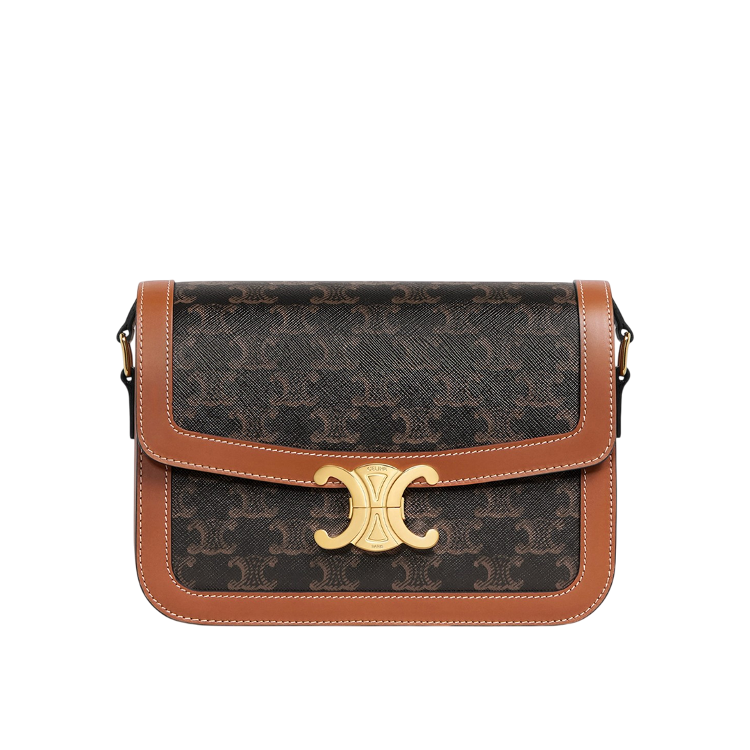 TRIOMPHE TEEN size bag in Triomphe canvas and calfskin leather