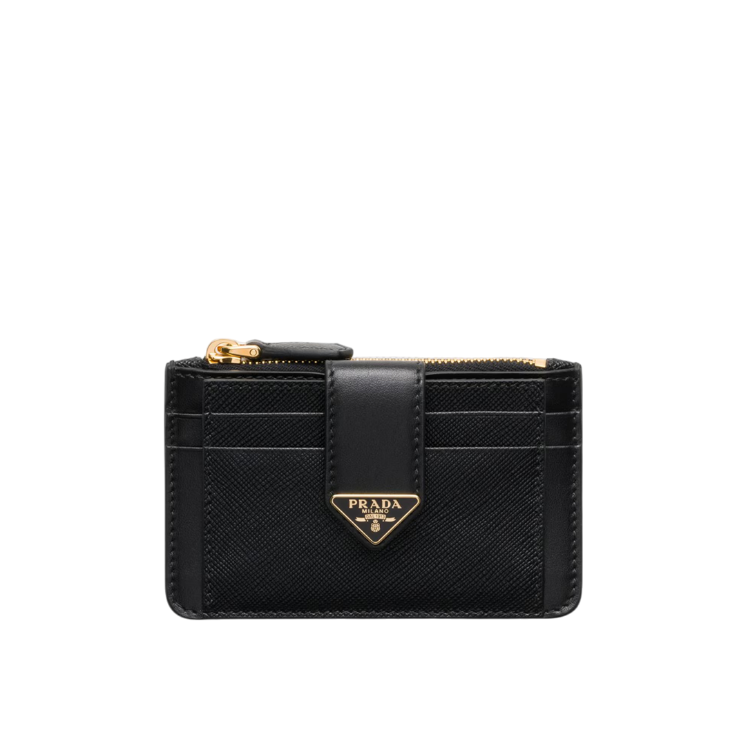 Saffiano and smooth leather card holder